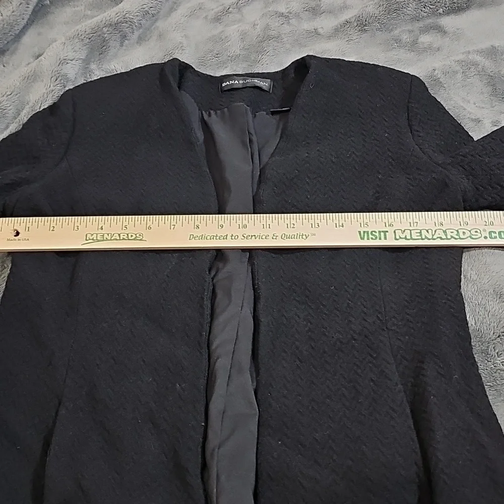 Dana Buchman Wool Open Front Textured Blazer Jacket Black Size 10 - Picture 3 of 9